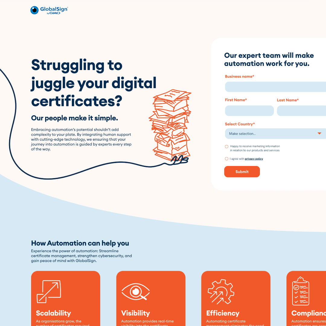 globalsign landing page example